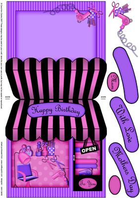Cut N Curl Hairdresser Shop Shaped Card Decoupage N Greeting