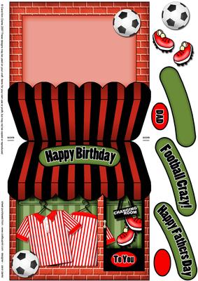 Football Crazy Red Shop Shaped Card Decoupage N Greetings