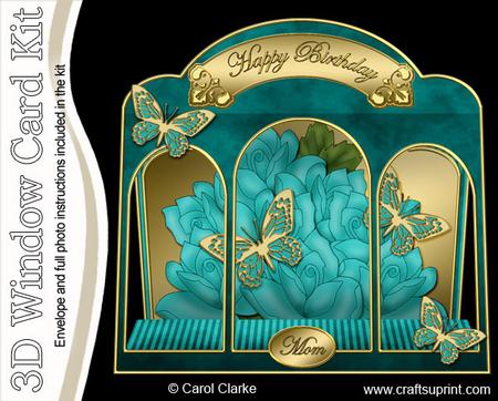 3D Just Roses Window Card Kit with Decoupage N Envelope