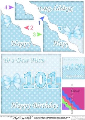 101st Birthday Mum Felties Wavy Corner Side Stacker Topper