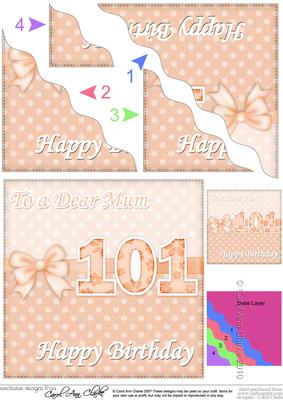 101st Birthday Mum Felties Wavy Corner Side Stacker Topper