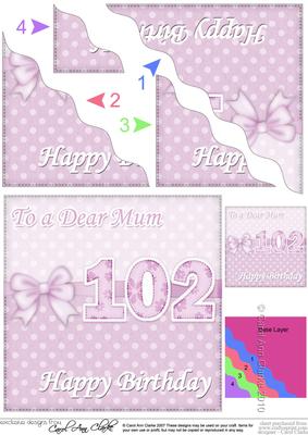 102nd Birthday Mum Felties Wavy Corner Side Stacker Topper
