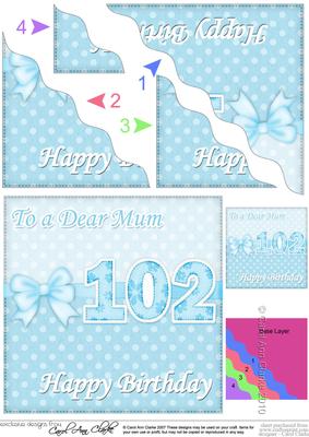 102nd Birthday Mum Felties Wavy Corner Side Stacker Topper