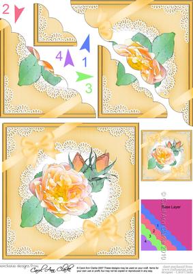 Rose and Lace Scallop Corner Side Stacker Topper