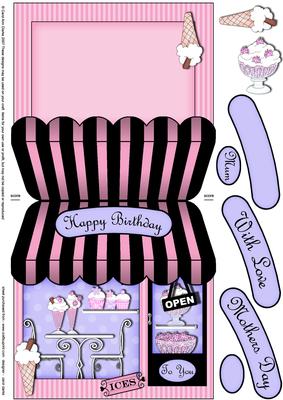 Ice Cream Parlour Shaped Card Decoupage N Greetings