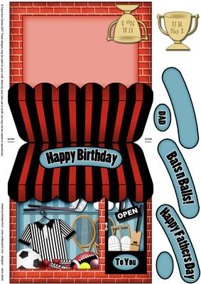 Bats N Balls Shaped Card Decoupage N Greetings