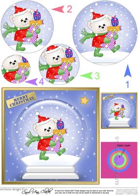 Xmas Teddy Snowglobe Circle Pyramage Topper