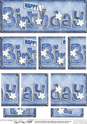 Dl Happy Birthday Denim N Daisies Felties Side Stacker