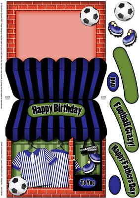 Football Crazy Blue Shaped Card Decoupage N Greetings
