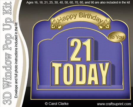 3D Ages 16 to 90 Birthday Single Window Pop Up Card