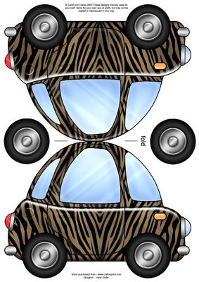Funky Car Zebra Striped Shaped Card