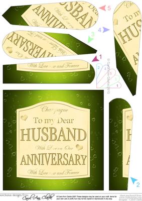 Husband Anniversary Champers Wine Label Fan Pyramage Topper