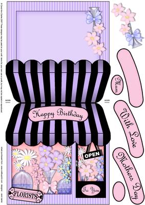The Little Florists Shop Shaped Card Decoupage N Greetings