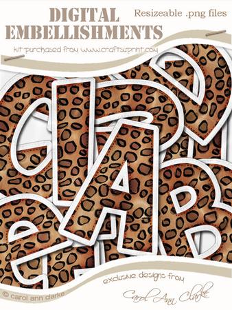 Leopardskin Felties Uppercase Alpha Digital Embellishment