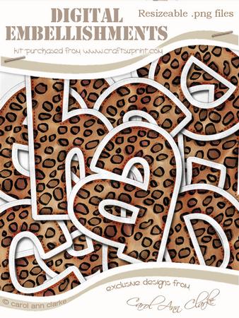 Leopardskin Felties Lowercase Alpha Digital Embellishment