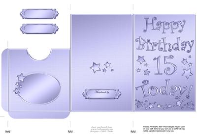 15th Birthday Metallic Age Lottery or Gift Token Wallet Card