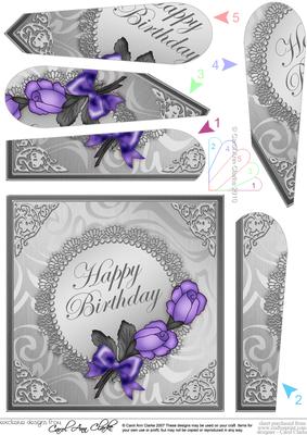 Roses and Metallic Lace Quick Card with Fan Pyramage Topper