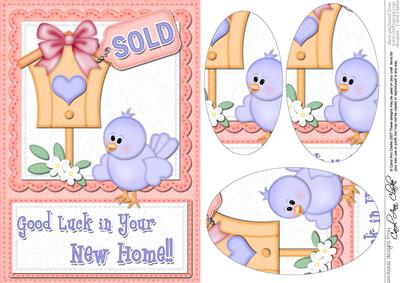 A5 Little Birdie Felties New Home Oval Pyramage Topper