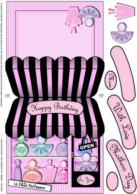 The Little Perfume Shop Shaped Card Decoupage N Greetings