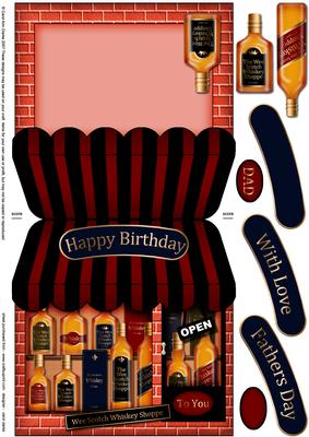 The Little Whiskey Shop Shaped Card Decoupage N Greetings