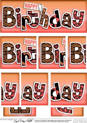Dl Happy Birthday Animal Print Felties Side Stacker Topper