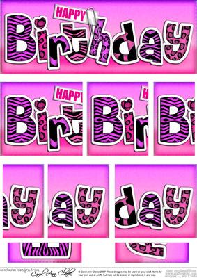 Dl Happy Birthday Animal Print Felties Side Stacker Topper