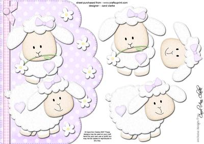 A5 Little Lamb Felties Scalloped Edge N 3D Decoupage