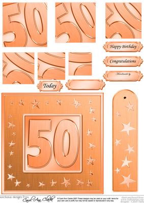 50th Bright Metallic Age Quick Card with Twisted Pyramage