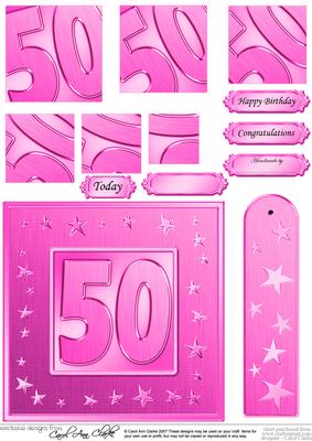 50th Bright Metallic Age Quick Card with Twisted Pyramage