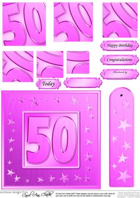 50th Bright Metallic Age Quick Card with Twisted Pyramage