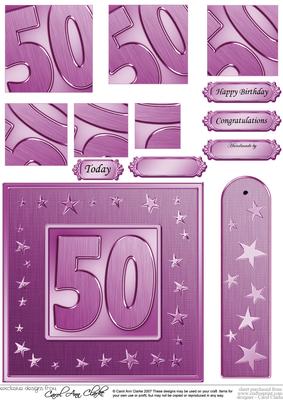 50th Bright Metallic Age Quick Card with Twisted Pyramage