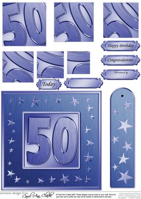 50th Bright Metallic Age Quick Card with Twisted Pyramage