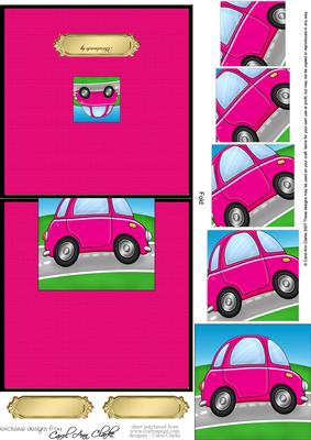 Funky Car - No-Hole Easy Over the Edge Card & Spiral Pyramid Topper