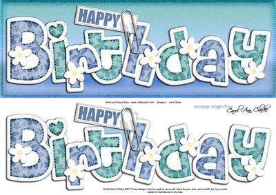 Large Dl Happy Birthday Floral Felties Quick Card N 3D Decou