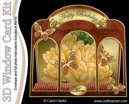 3D Just Roses Window Card Kit with Decoupage N Envelope