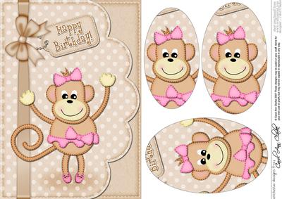 A5 Tu Tu Monkey Oval Pyramage Topper