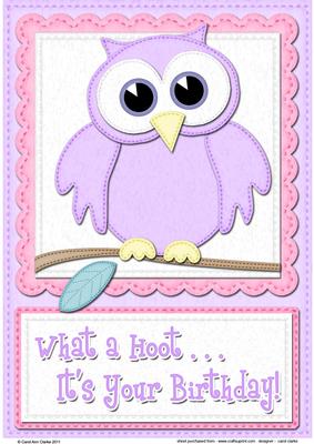 A4 What a Hoot Owl Birthday Felties