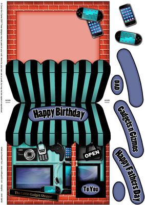 The Little Gadgets N Gizmos Shaped Card Decoupage N Greeting