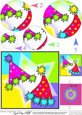 Let's Celebrate Party Hats Circle Pyramage Topper