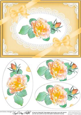 A5 Rose and Lace Oval Pyramage Topper