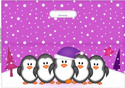 Large Dl Penguins on Parade Quick Cut and Fold Card