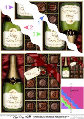 Fathers Day Champers N Chocs Wavy Corner Side Stacker Topper