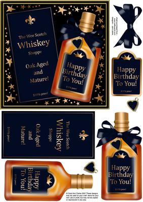 Birthday Whisky Quick Card with 3D Decoupage