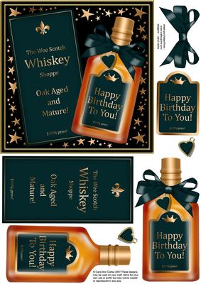 Birthday Whisky Quick Card with 3D Decoupage