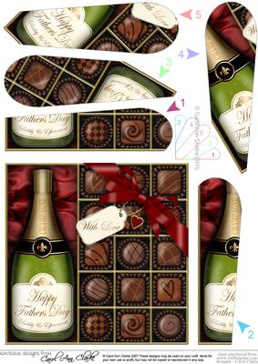 Fathers Day Champers N Chocs Fan Pyramage Topper