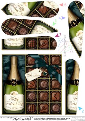 Fathers Day Champers N Chocs Fan Pyramage Topper