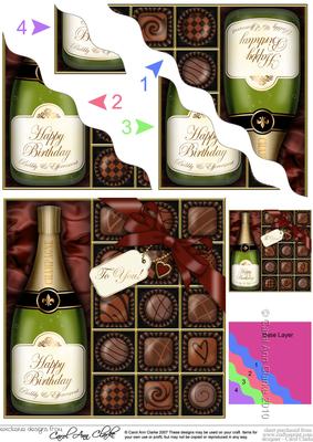 Birthday Champers N Chocs Wavy Corner Side Stacker Topper
