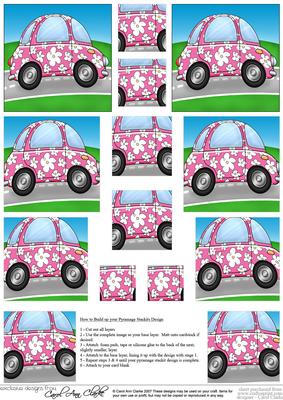 Funky Floral Car - Pyramage sheet