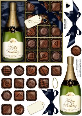Birthday Champers Quick Card with 3D Decoupage