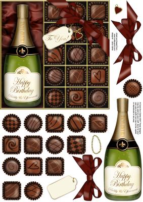 Birthday Champers Quick Card with 3D Decoupage